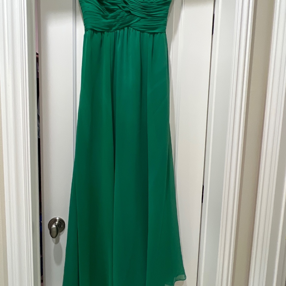 Strapless emerald green dress